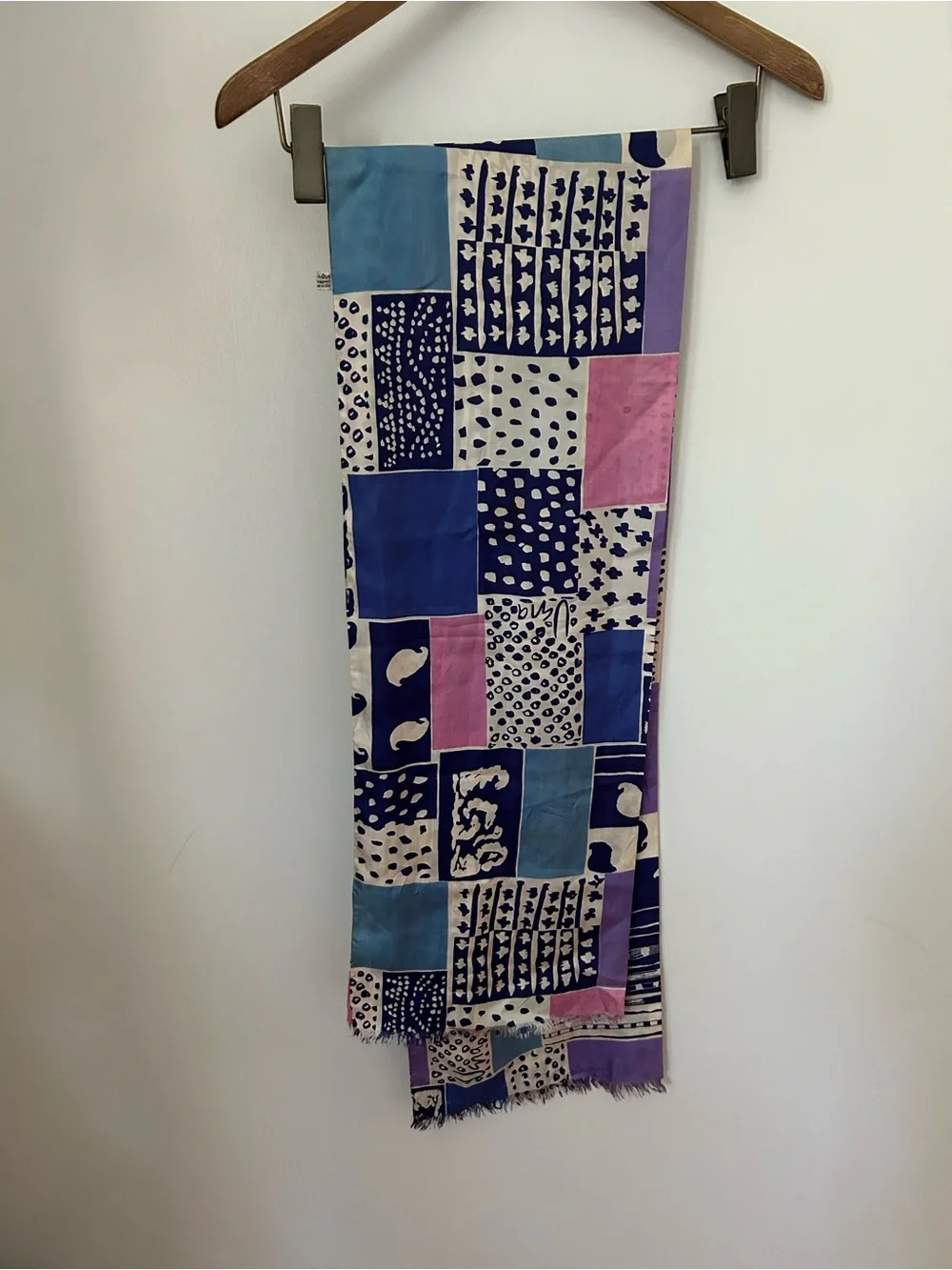 Vintage silk patchwork print scarf